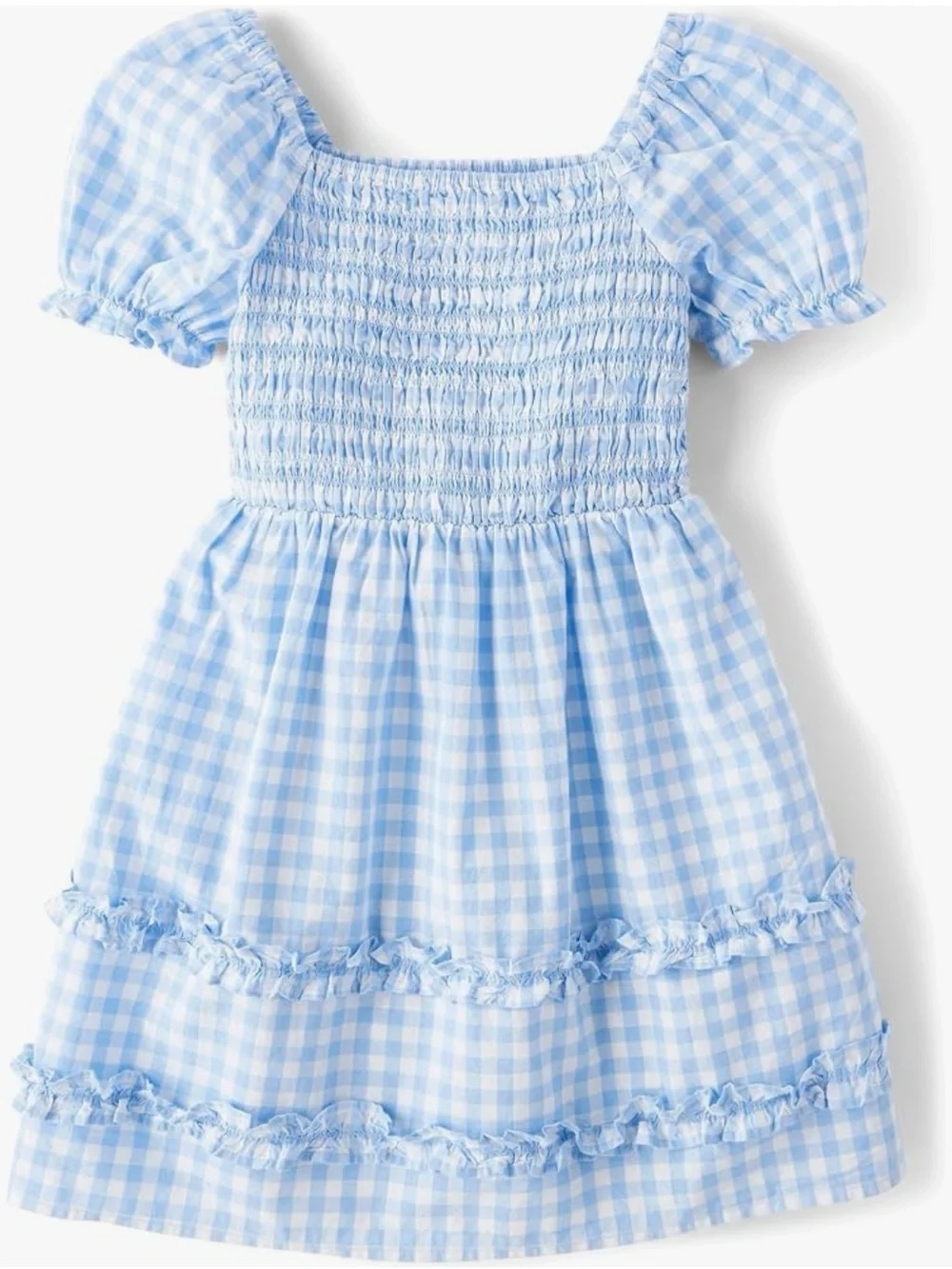 NWT The Children’s Place Girls Gingham Smocked Babydoll Dress, Size Large 10/12